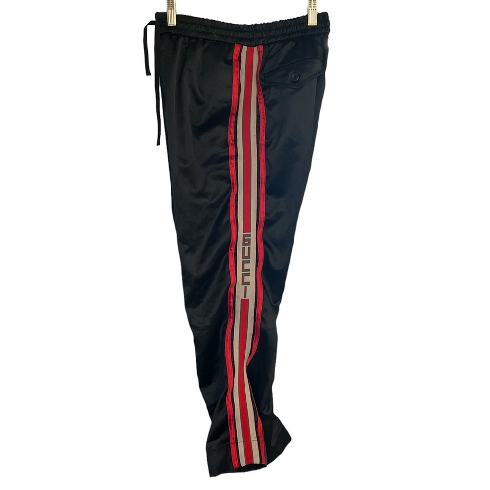 Gucci Black Pants with Red Stripes
